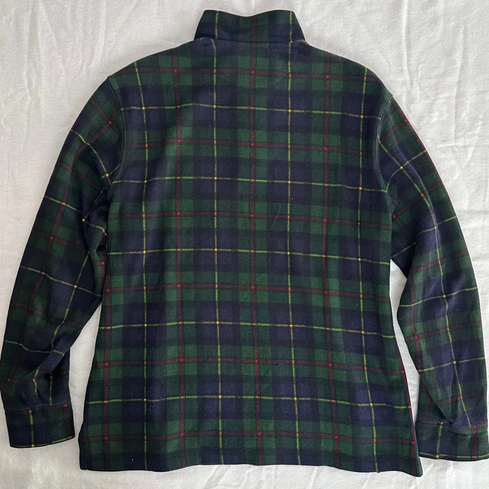 Polo Ralph Lauren Mens Green Tartan Plaid Quarter Zip Sweater Size M Cotton